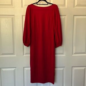 Red Long Sleeve Dress with Tie on Belt